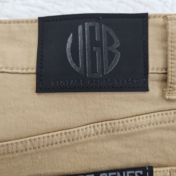 Vintage Genes Black Jeans Men's 32W 30L Brown French Terry Denim Stretch NWT - Picture 11 of 16